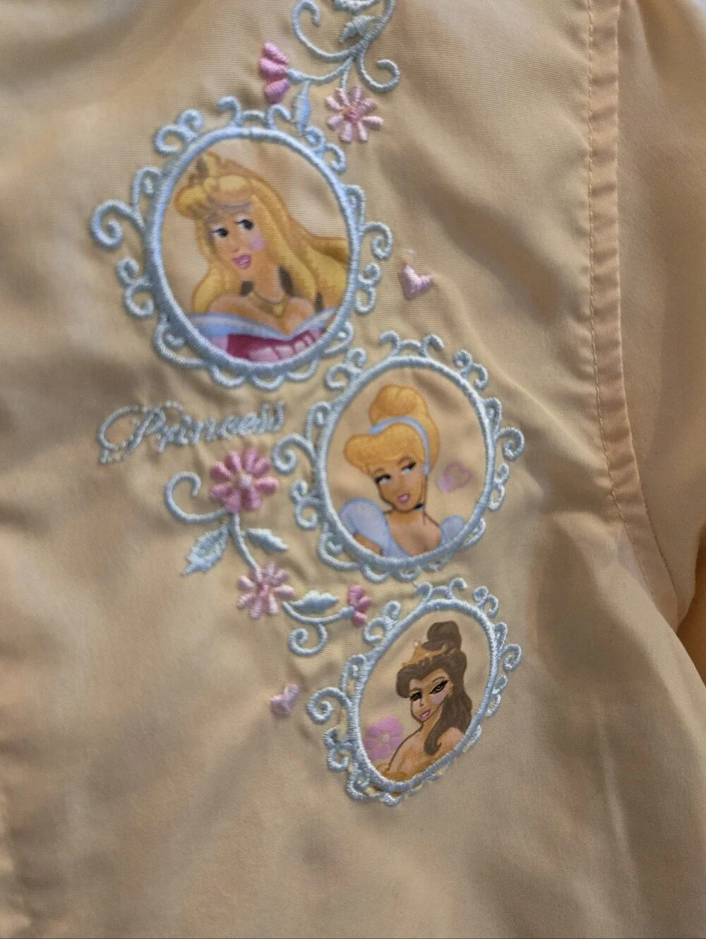 Vintage Y2k Disney Princess Pale Pastel Yellow Zipup Hooded Jacket